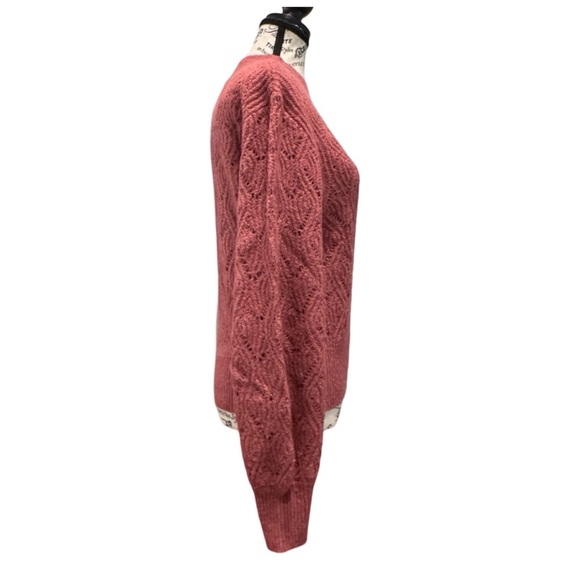 Heartloom Women's Pointelle Balloon Sleeve Pullover Sweater. Blush/Pink. Small - Picture 5 of 11